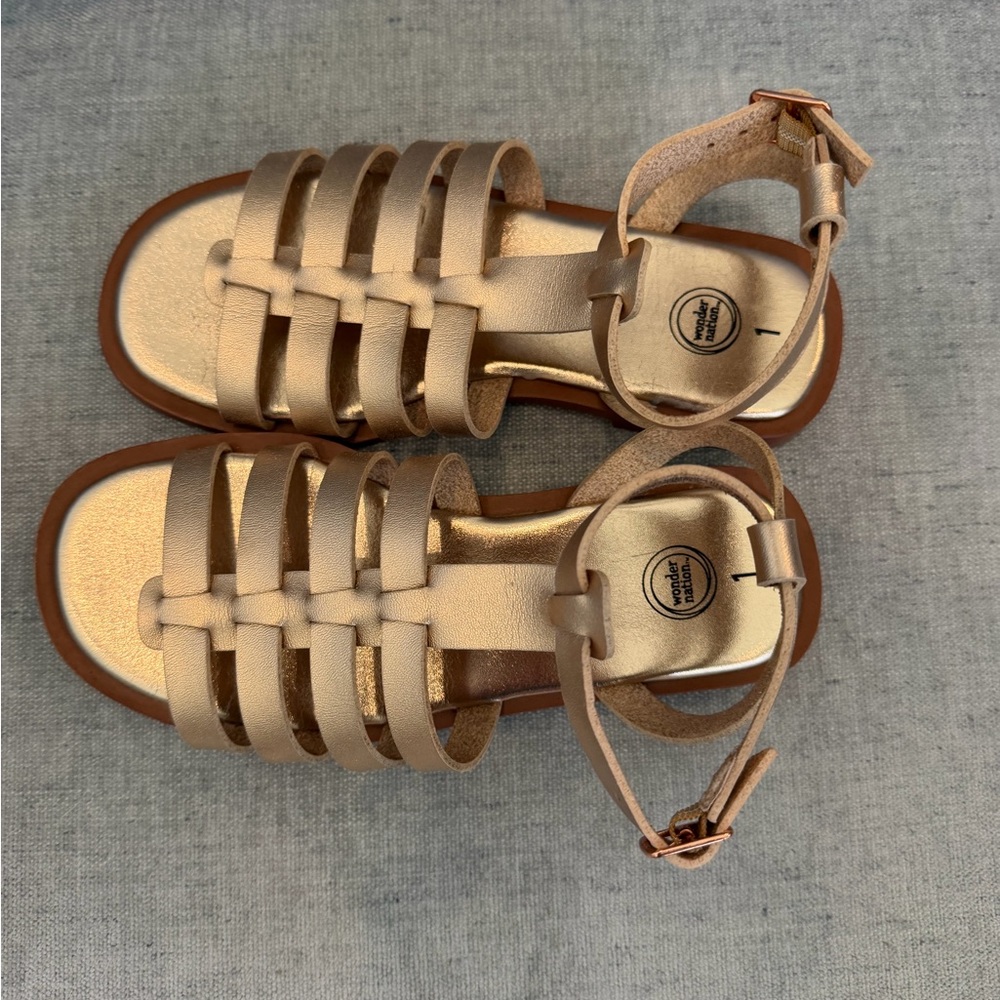 Wonder Nation Kids Rose Gold Strappy Sandals